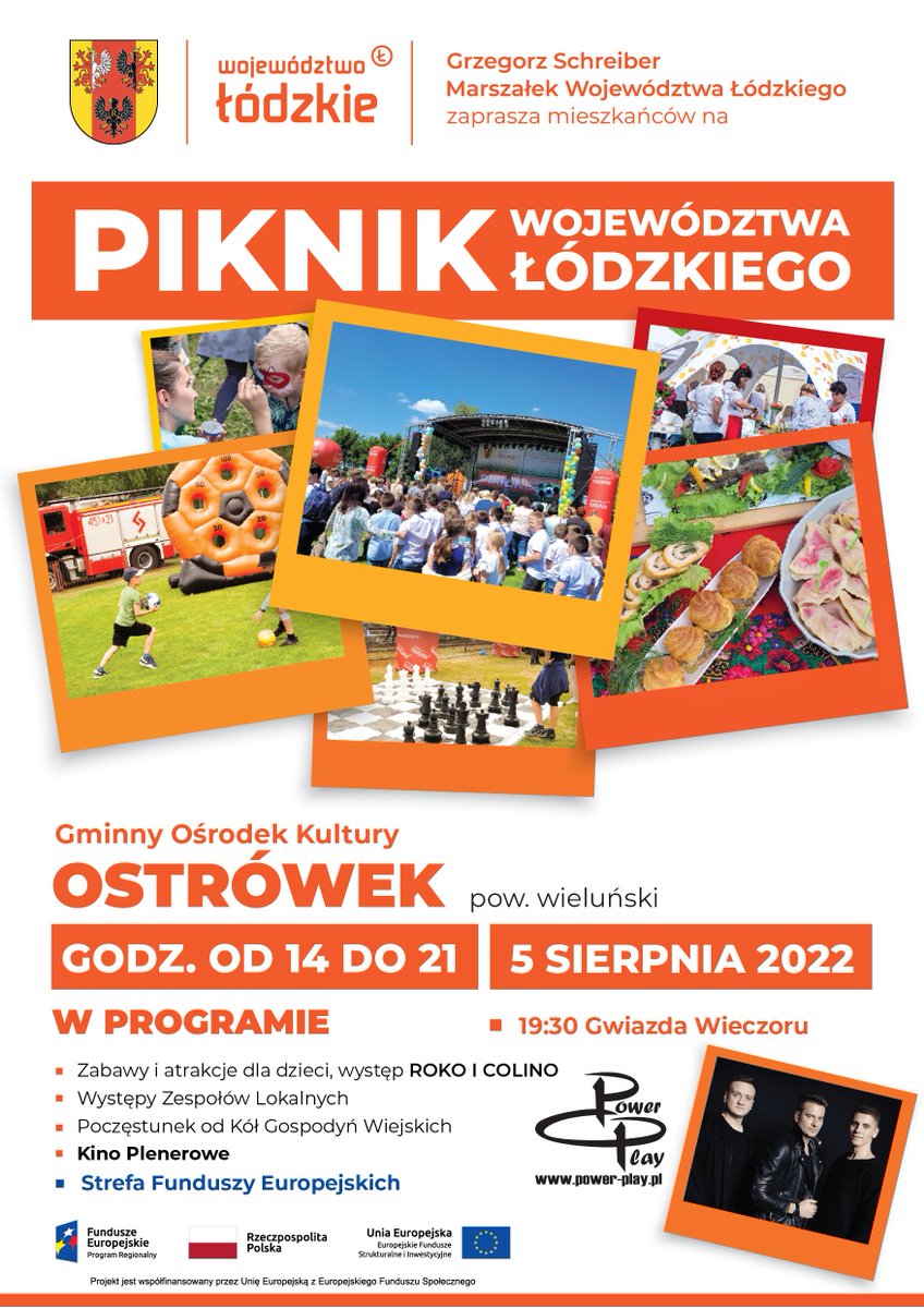 lodzkiePL's tweet photo. 👉 Marszałek Grzegorz Schreiber z przyjemnością zaprasza wszystkich mieszkańców #powiatłaski na 
#PiknikWojewództwaŁódzkiego, który odbędzie się  👉w Ostrówku 5 sierpnia 2022.
#piknik #łódzkie #weekend #zabawa #koncert #dlarodzin https://t.co/U3uspavrqD
