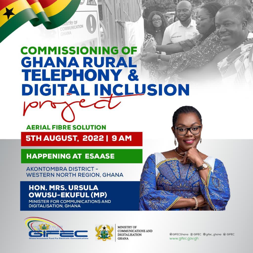 sahabela's tweet photo. Commissioning of Ghana Rural Telephony and Digital Inclusion in Sefwi-Akontombra (Nkwadum).
#GRTDIP
#DigiTimeInGhana https://t.co/HTpR1jQbuE