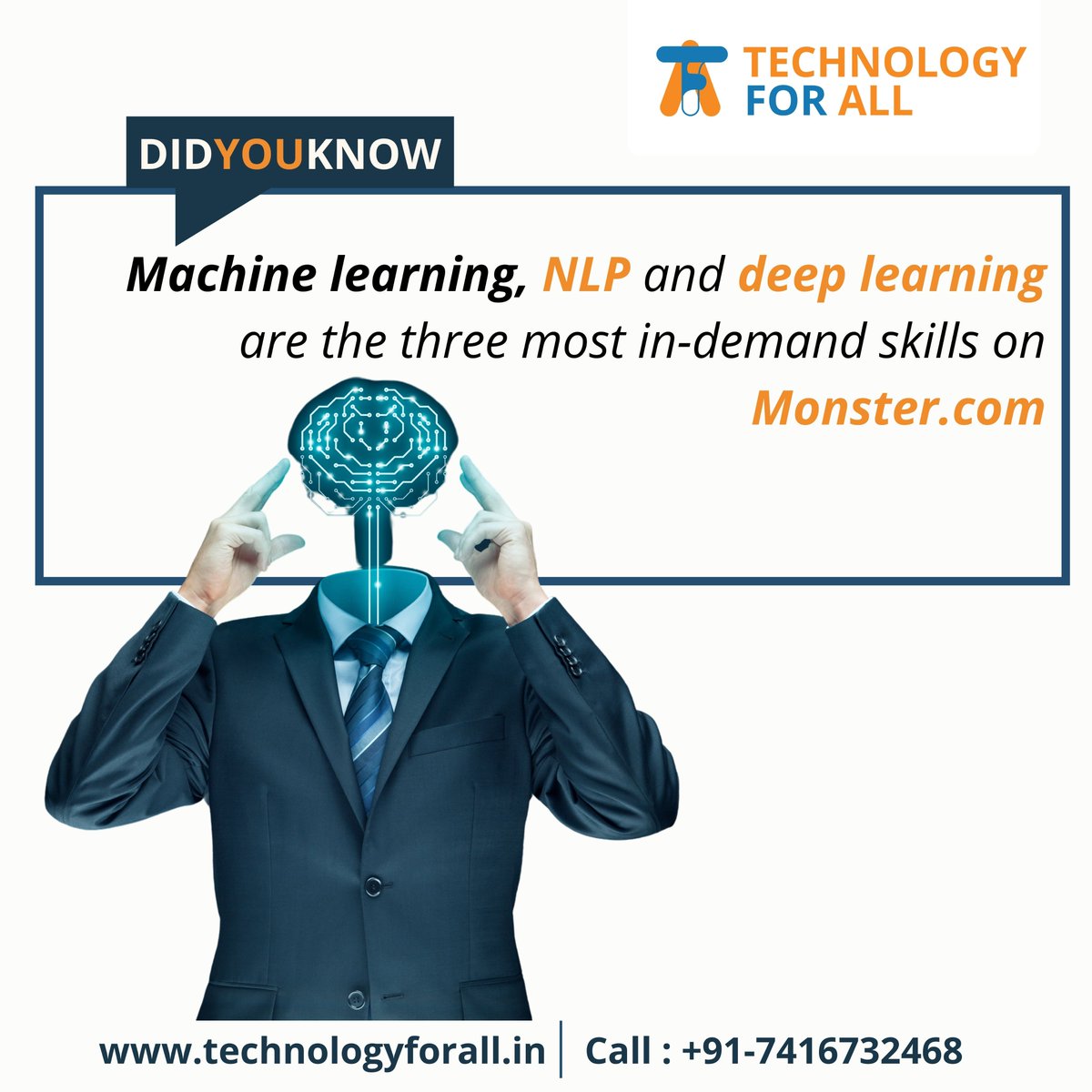 technologyfora4's tweet photo. 💡 Did you know 💡

.
.
.
.
.
#didyouknowfacts #machinelearning #deeplearning #nlp #techskills #datascience #ai #didyouknowthat #skills #highdemand #techskills #monster #onlinecourses #Technologyforall #TFA https://t.co/aduv0uirM5