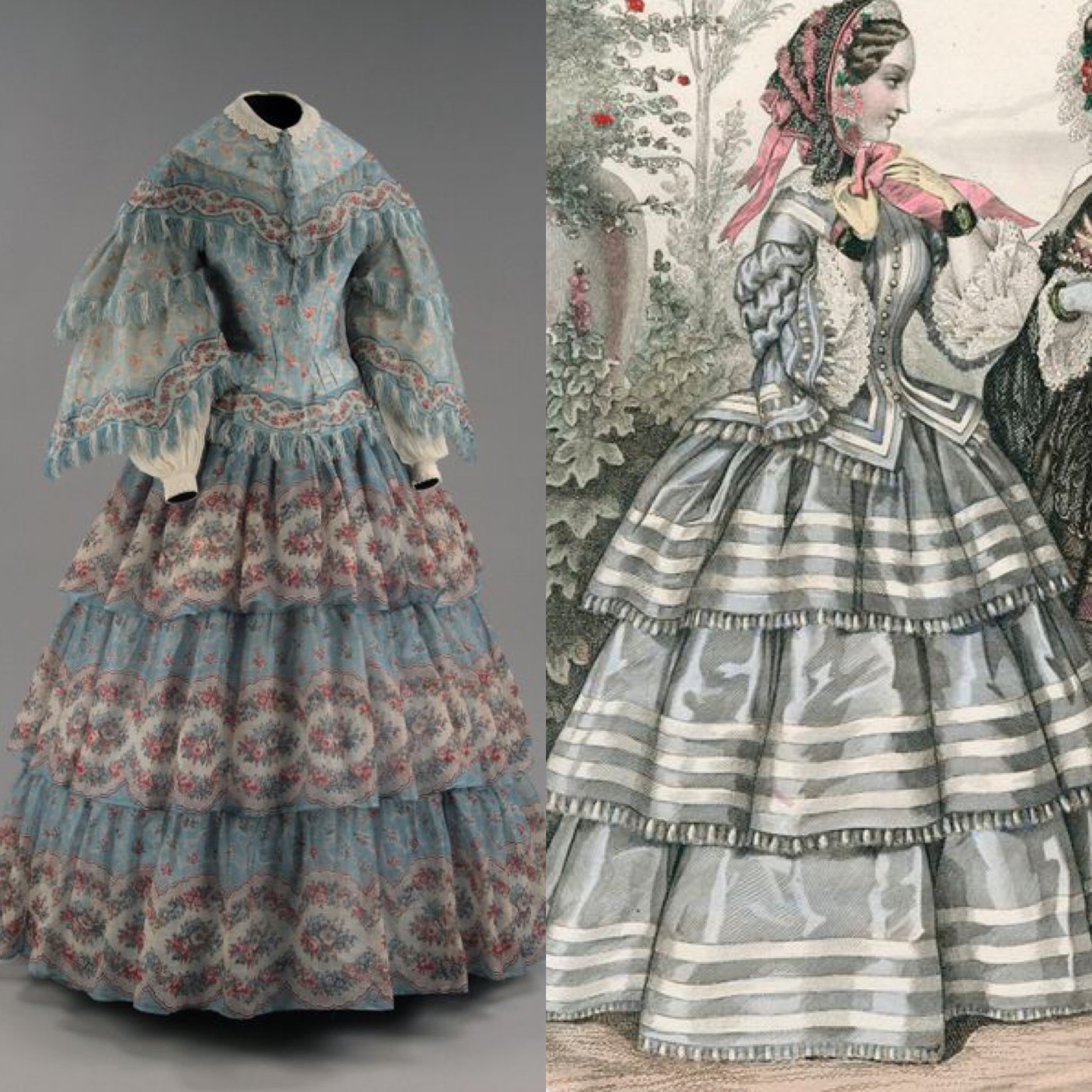 Dr Kate Strasdin on X: Different features of dress throughout the #c19th  make dating a pretty exact art. The flounces set a la disposition on these  skirts & the cut of the