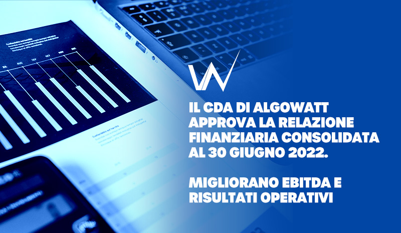 ✅ Il CDA di algoWatt approva la Relazione finanziaria consolidata al 30 giugno 2022. 
📈 Migliorano Ebitda e Risultati operativi
Il 10 novembre approvazione del Resoconto Intermedio di gestione al 30 settembre 2022.
👉Leggi qui la news: bit.ly/3bs4jDc