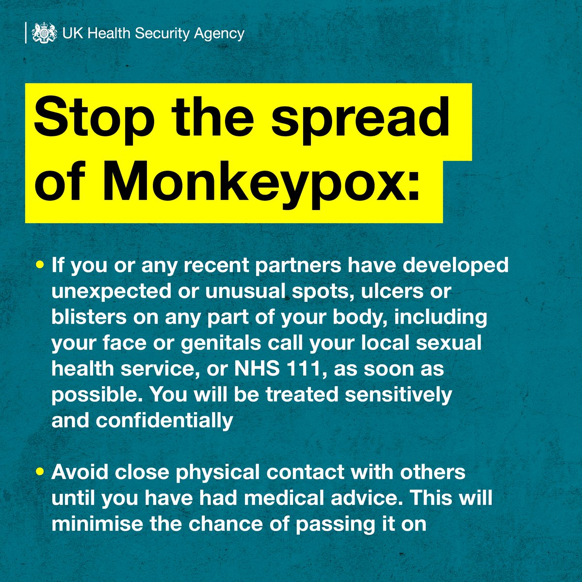yunosexhealth's tweet photo. Got a rash with blisters plus aches, 
a fever and swollen glands? 
You could have monkeypox. 
If you are a man who has sex with other men and have a new rash, please leave a message on our Monkeypox Helpline 0117 342 6965. Leave your details and we will return your call. https://t.co/ByKHUB6Eq5
