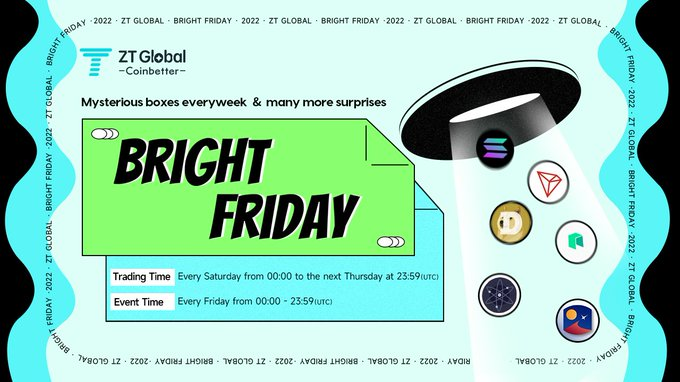 ZT_exchange's tweet photo. 🎂Friday Party coming soon,Catch the Friday!🗓️
🎁This Friday we also have more surprises for you🌸
💰Trading over 188 USDT can draw a mystery box during Bright Friday opening time
👑Have Fun:https://t.co/Qvg5R3POnO
#ZT #ZTFriday #cryptocurrency #ZTers #ZTexchange #ZTHBD https://t.co/N4T9QcUYEY