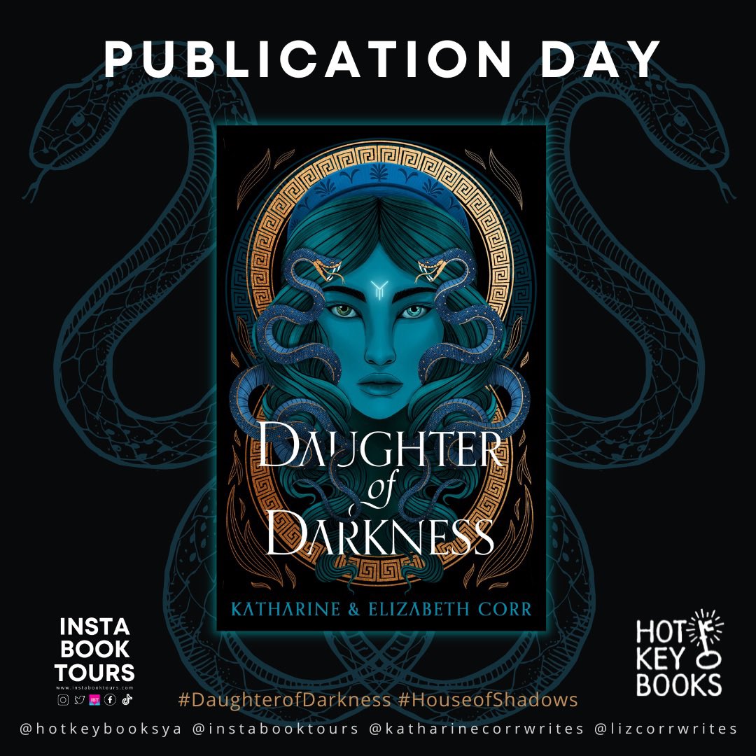 AlexiaCasale's tweet photo. Congratulations & happiest publication day to lovely @katharinecorr & @lizcorr_writes - DAUGHTER OF DARKNESS is out NOW!! Myth, adventure, love, loyalty, trickery & betrayal... (Details for all the fun of the upcoming publicity tour below.) #daughterofdarkness #houseofshadows https://t.co/Ri20CbUCKb