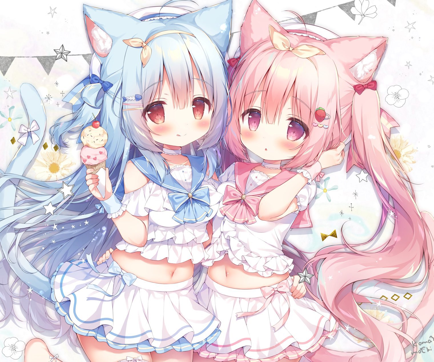 桃豆こまもち こぼねちゃん みるくちゃん B2タペストリー 未開封品
