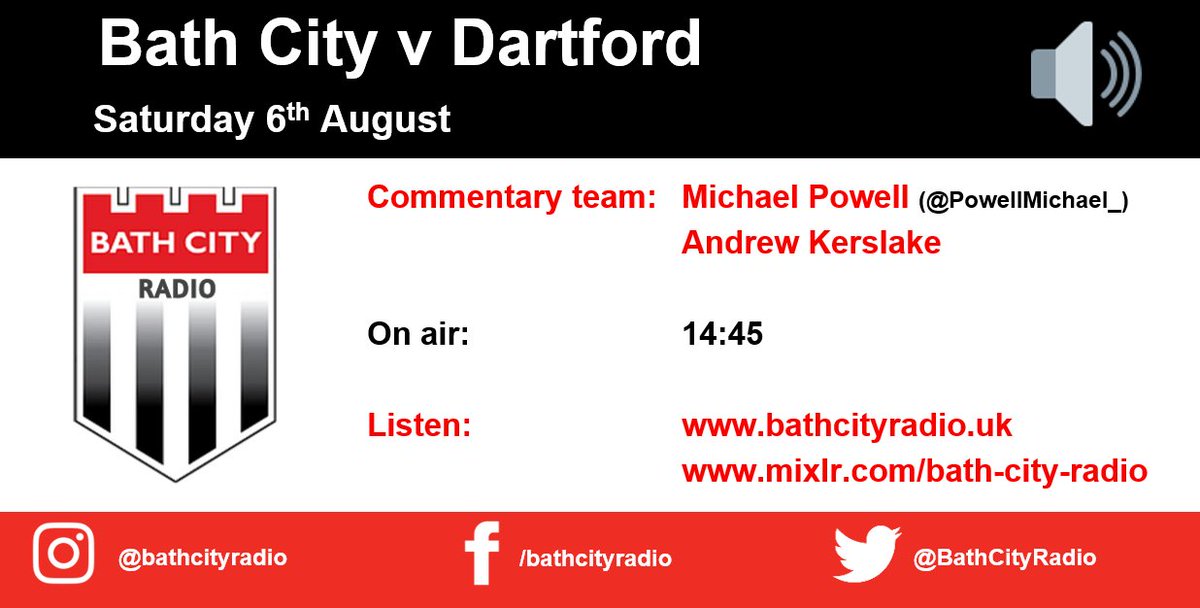 BathCityRadio's tweet photo. Saturday: ⚽️

There's 2️⃣ days until the new National League South season gets underway and it all starts for us with @BathCity_FC
v @dartfordfc!

If you can't #packthepark, join us on from 14:45 for full live commentary 

➡️ https://t.co/w7AukIdAyc https://t.co/XGuXDYX7Ls