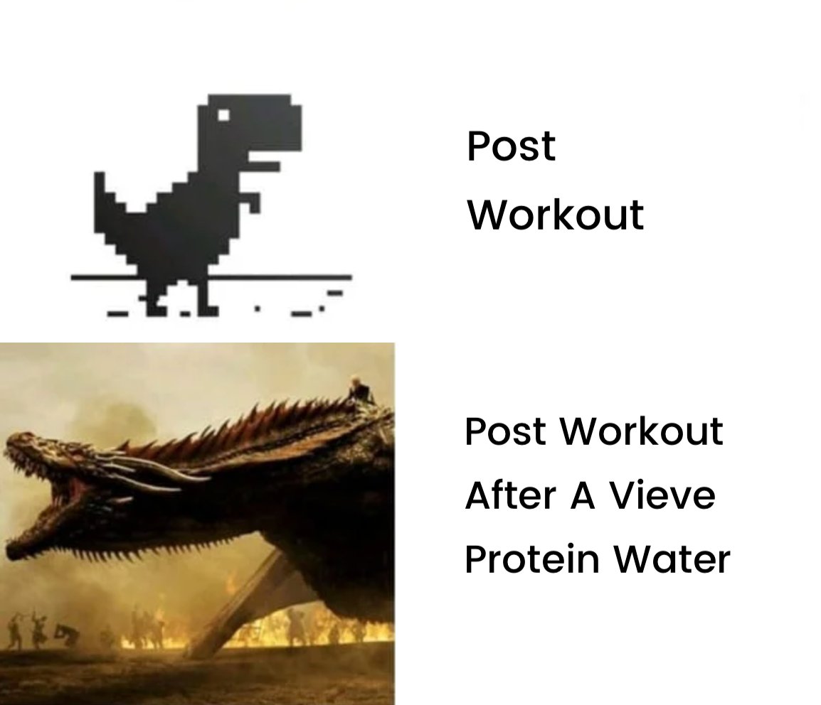 drinkvieve's tweet photo. Feel the 🦖 come out!  

#drinkvieve #fitnessmemes #gains #dailymemes #memegym #memedits #mememes #fitness #ukfitfam #protein https://t.co/CaFX7N8aER