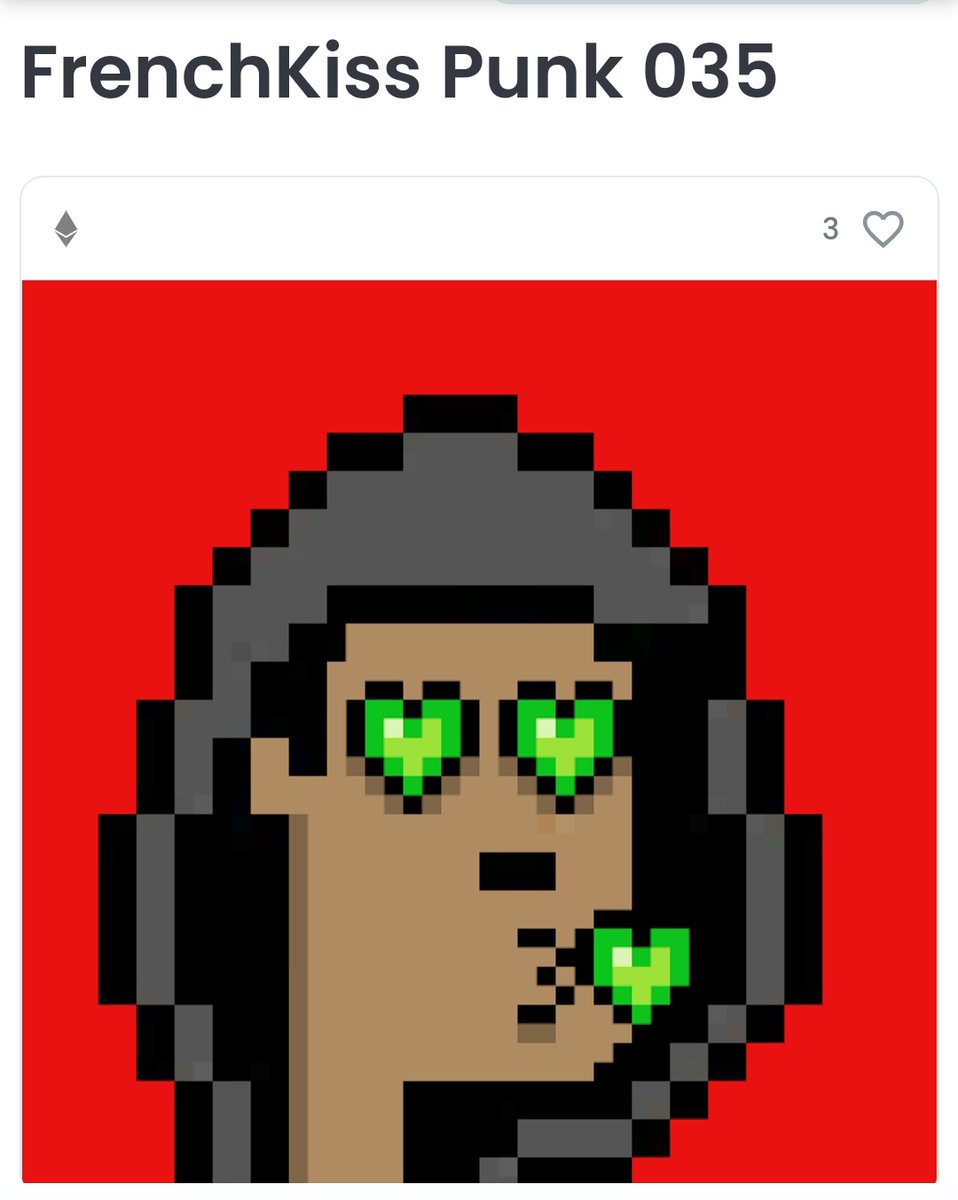 FrenchKiss Punk 035 ❤️😘
opensea.io/assets/ethereu…
Available in openSea 
#NFTCommunity
#NFTartist #NFTProjects