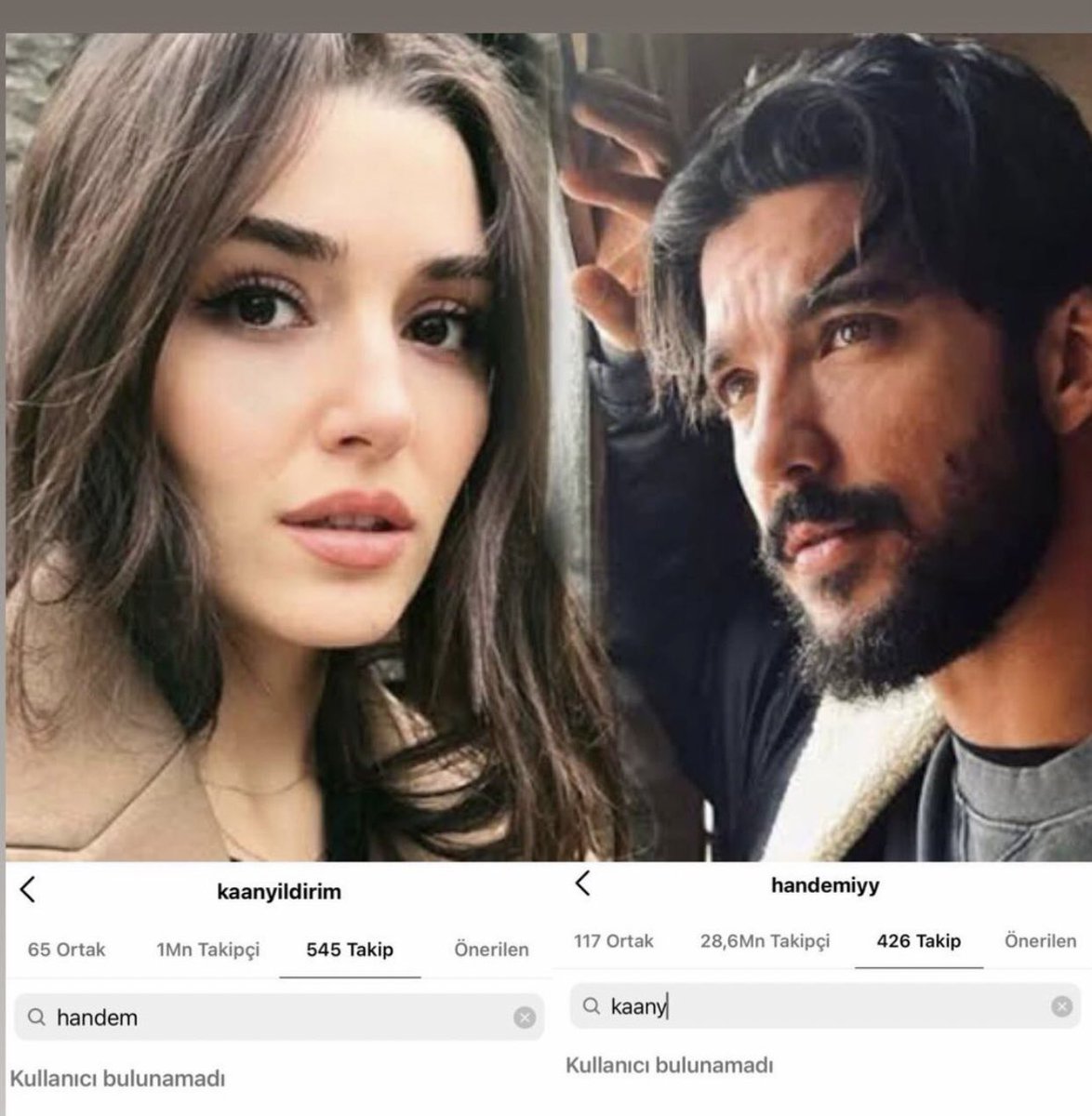 GİZLİ AŞKLARI HIZLI BİTTİ
Kısa süreli aşk yaşayan,ilişki bittikten sonra ise “sadece arkadaşız” diyen Hande Erçel ve Kaan Yıldırım takipleşmeyi bıraktı .İkili sosyal medya hesaplarından birbirini sildi.
#kaanyildirim #HandeErçel #magazintadi