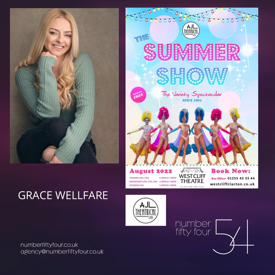 Today our GRACE WELLFARE <a href="/gwellie/">Grace (she/her)</a> starts rehearsals for The Summer Show at <a href="/wctclacton/">West Cliff Theatre</a> for <a href="/AJLTheatrical/">AJLTheatricalLtd</a> 

#dancer
#N54Agency