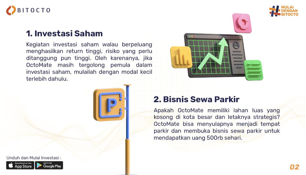 BitoctoExchange's tweet photo. OctoMin mau sharing lagi nih cara-cara untuk menghasilkan uang tambahan (part 2)! 🚀

#Aset #Investasi #Bisnis #Bitcoin #Crypto #NFT #Freelance https://t.co/BaLdsTWdTO