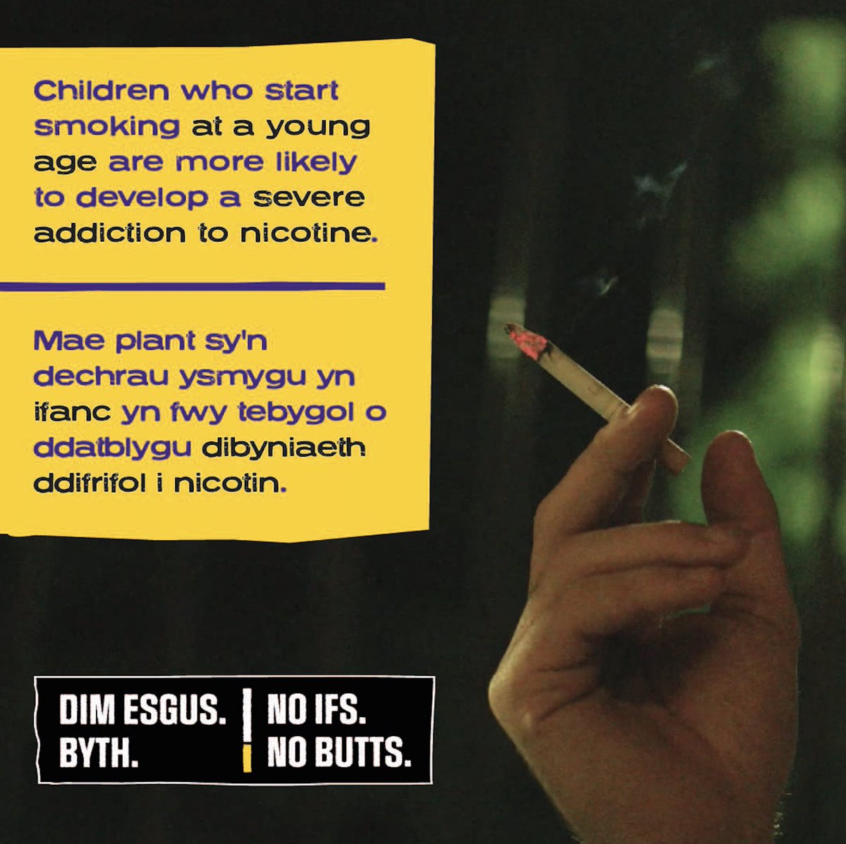 Cheap cigarettes allow children to smoke easily which can lead to a severe addiction and increase risk of illnesses. 

Do you know where they're being sold? 

Report anonymously here: noifs-nobutts.co.uk/report-illegal…

#noifsnobuttswales #noifsnobutts #illegaltobacco #illegalcigarettes