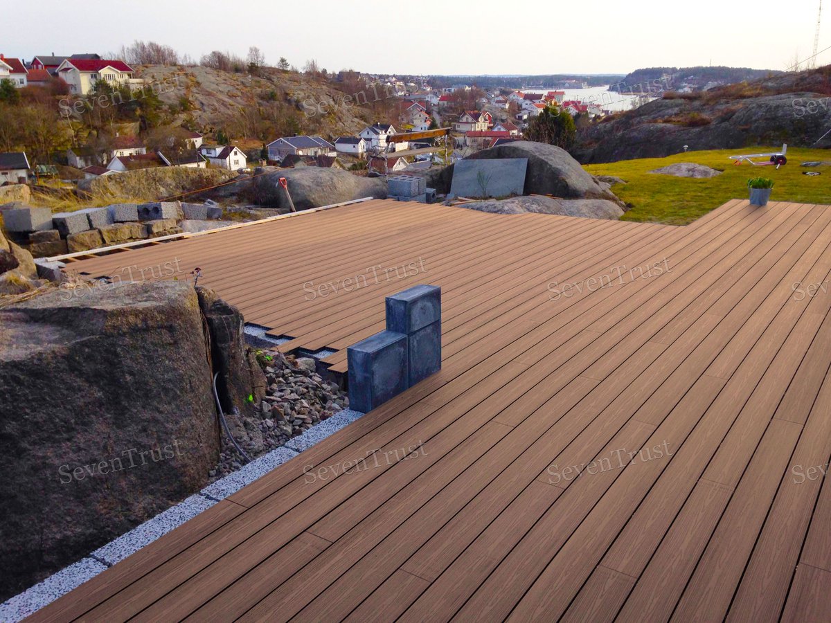 This deck has deep embossed wood on one side and grooves on the back to maximize versatility. It can be up to 3.6 meters long, easy to install, has extremely low maintenance requirements, and looks and feels like natural wood.
Whatsapp：+86 17601285214
Mail: sun@seventrust.com