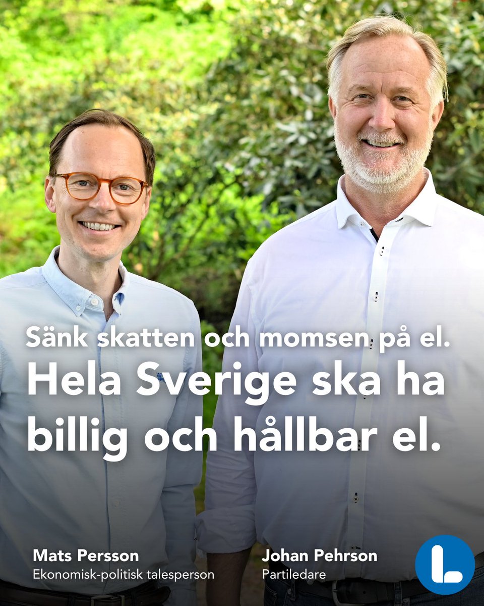 liberalerna's tweet photo. Sverige ska inte ha någon energifattigdom. Därför vill vi snabbsänka elmomsen och halvera punktskatten på el. 

För en vanlig familj skulle det innebära upp till 20 000 kronor i sänkta skatter. https://t.co/1W5Yk6GY8h