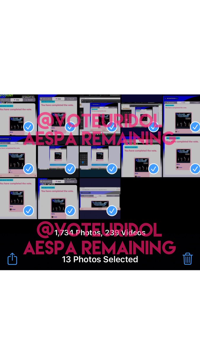voteuridol's tweet photo. Remaining 13 votes for #aespa are now casted. Both are casted during pre-voting and today’s live voting. Thank you. https://t.co/j6o6Rg6wPy