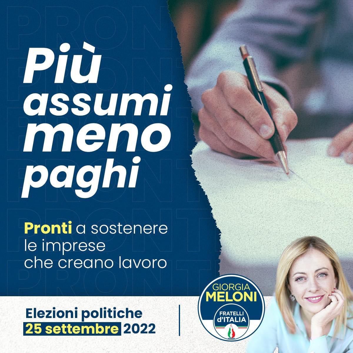 Più assumi e meno tasse paghi. È la proposta di <a href="/FratellidItalia/">Fratelli d'Italia 🇮🇹</a> per introdurre un meccanismo fiscale che premi le imprese che creano posti di lavoro in Italia. #PiùAssumiMenoPaghi #BastaTasse