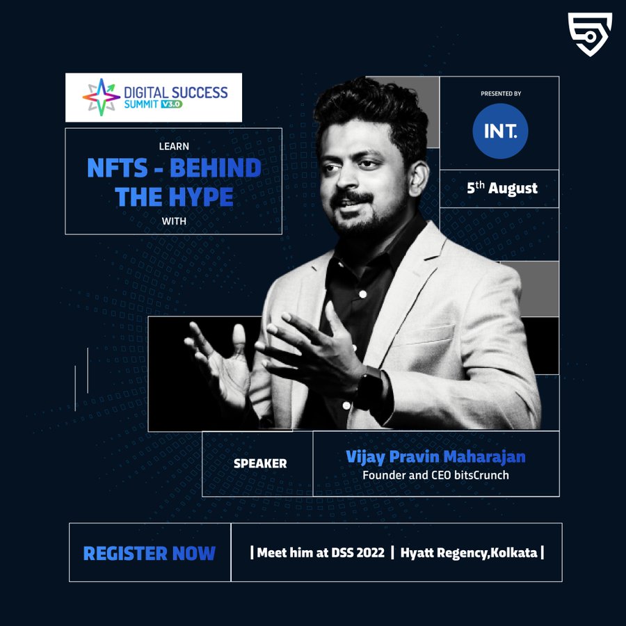 bitsCrunchIndia's tweet photo. We ❤️ Kolkata (and their Web3 events!)
Catch our CEO @VijayPravinM co-hosting the #DigitalSuccessSummit along with other prominent founders in the Web3 space!
Date: August 05
Register at: https://t.co/m8OH3JAw6X
#NFTCommunity #CryptoCommunity #Web3 #CryptoNews https://t.co/IeYQvYbYiY