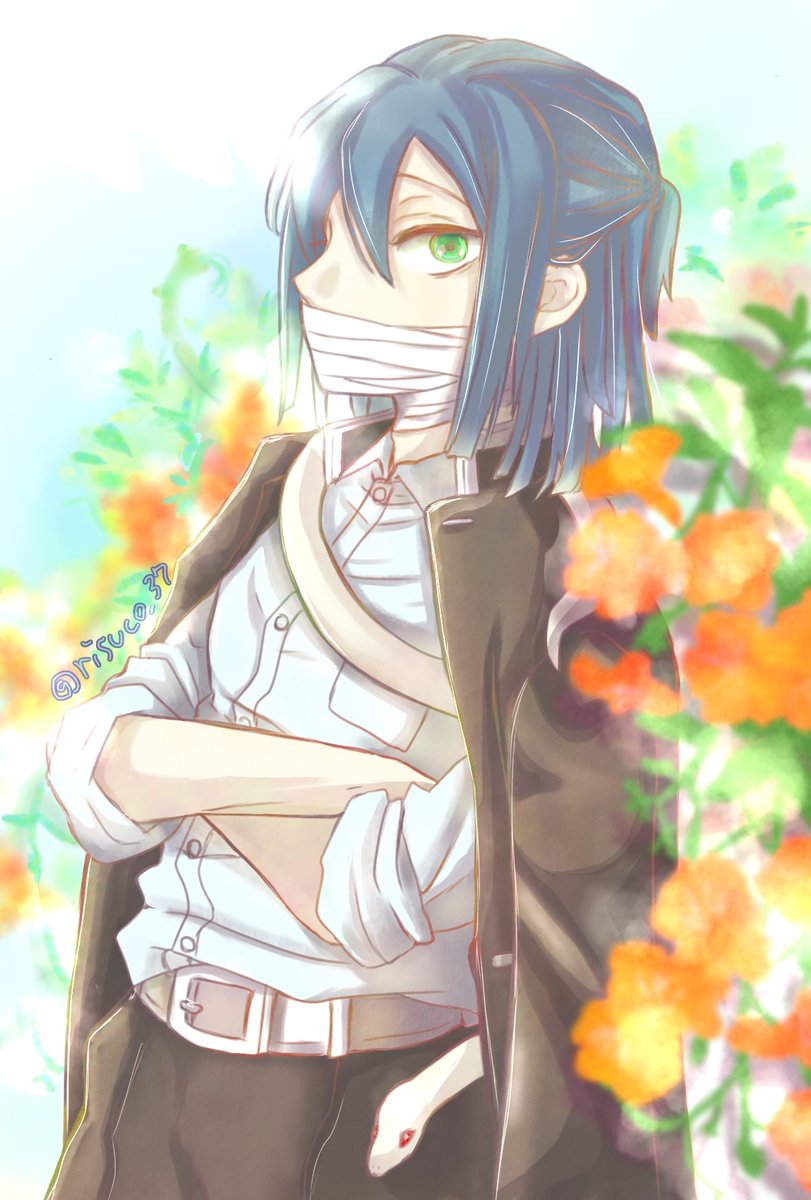 りすこさんがTwitterに投稿した伊黒小芭内(鬼滅の刃)のイラスト。