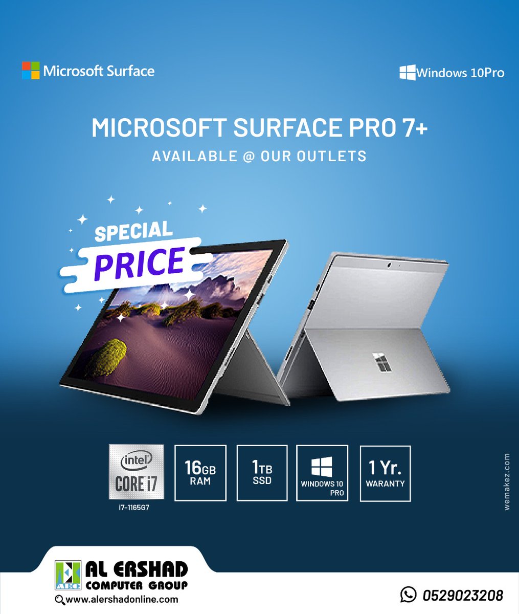 Microsoft Surface Pro 7+
✔ 1 Year Warranty
✔ CORE I7
✔ 1TB SSD
✔ 16 GB RAM
Available @ ➡ alershadonline.com
Whats app @ ➡ wa.me/+971529023208
#microsoft #computers #technology #computeraccessories #alershadonline #alershadgroup #uae #dubai #abudhabi #sharjah