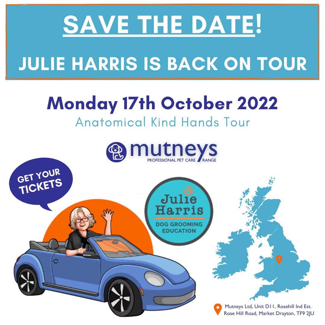 Themutneysdog's tweet photo. We’re thrilled to bring you Julie Harris’ immensely popular ‘Anatomical Kind Hands Tour‘ to #Mutney’s HQ on Monday 17th October 2022! 🐶

Find out more: https://t.co/QifJZRR1b4

#doggrooming #doggroomer #groomingseminar #doggroominguk #dogsoftwitter https://t.co/uvYgSWvl2Z