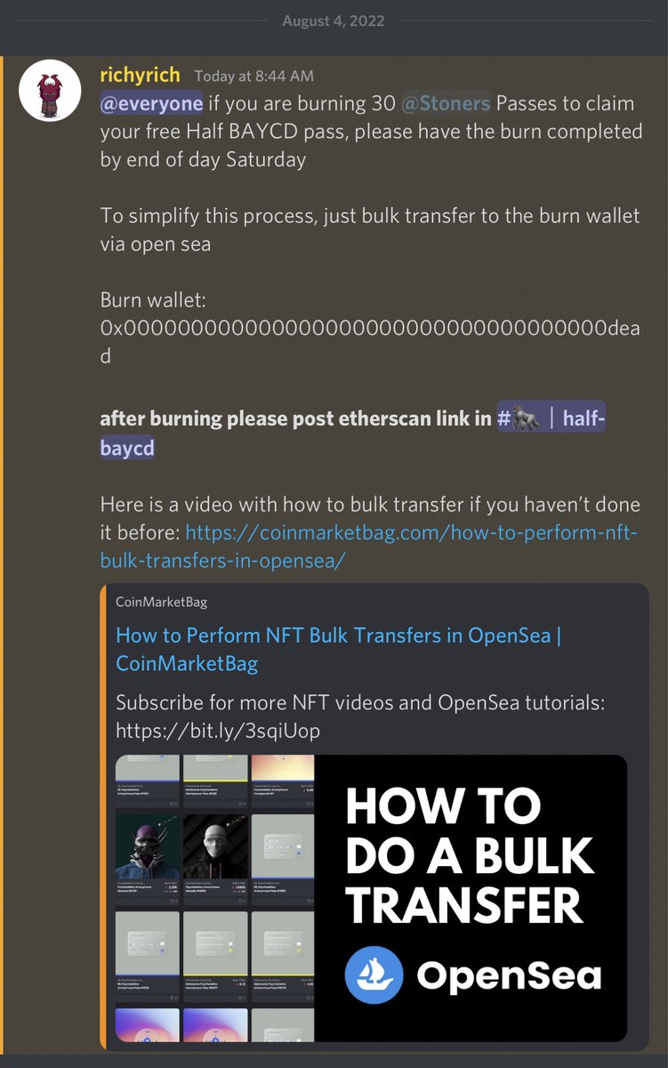 We’re starting the burn process of Stoner Passes today, more details are posted in discord 🫡