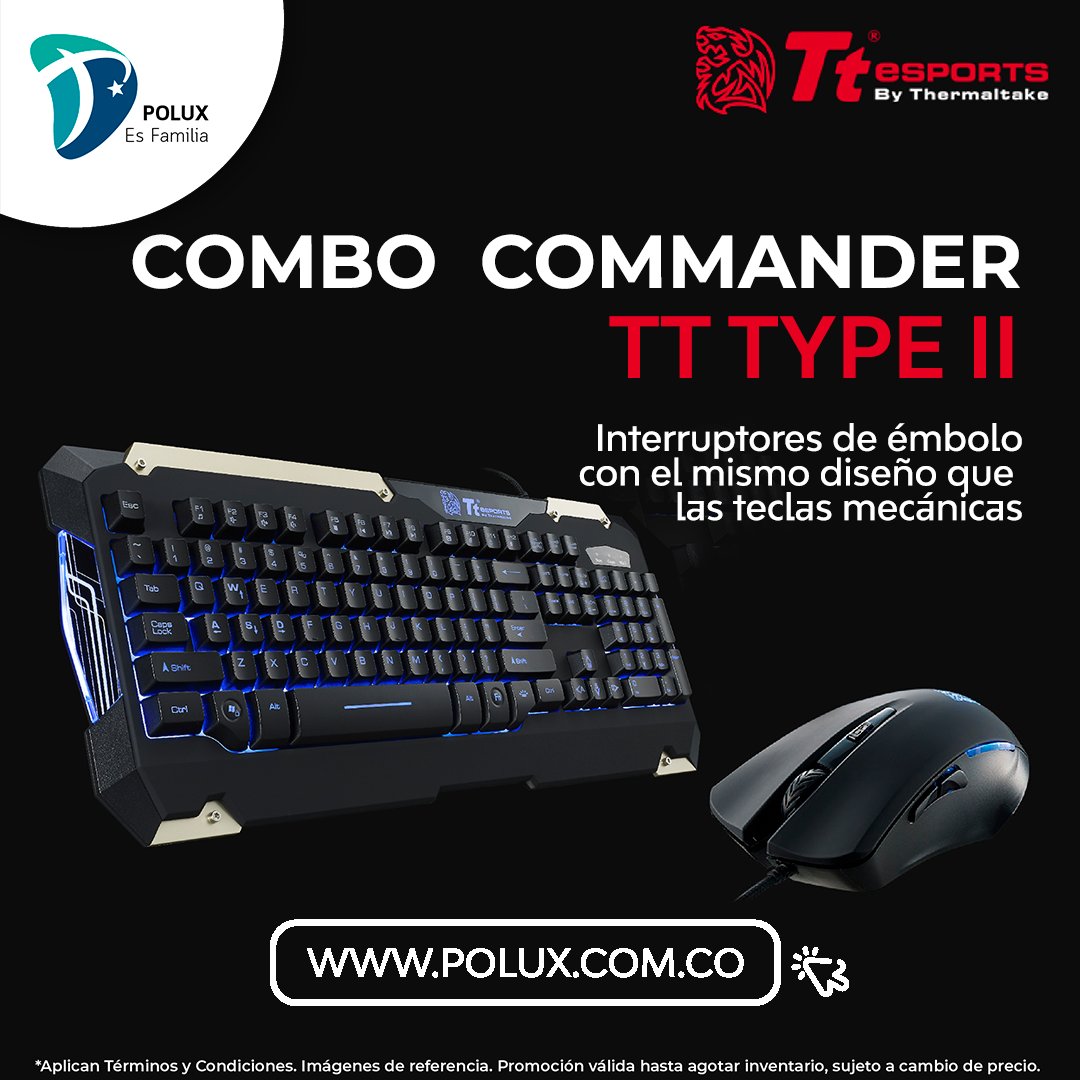 PoluxSas's tweet photo. Súper combo TTESPORTS #thermaltake  , ¡APROVECHA! Interruptores de émbolo con el mismo diseño que las teclas mecánicas, visitamos en https://t.co/tnyOldHOmV  

#mouse #tecladogamer  #poluxsuministrossas
#tecnologia #calidad #excelente
#productos #gamer  #innovacion #ttesport https://t.co/4M2qGdsUz4
