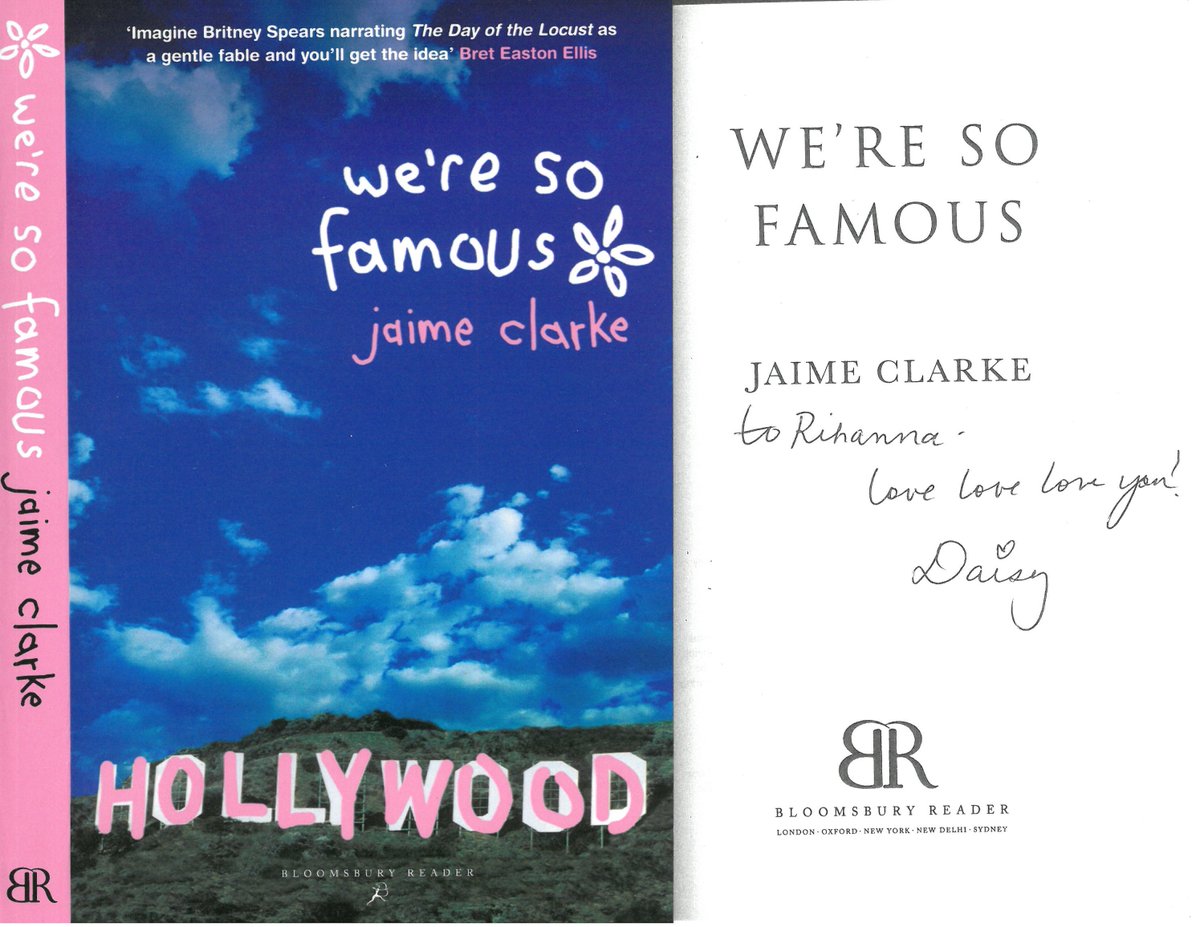 TypicaloftheX's tweet photo. Support the great work of Housing Works in NYC by paying what you will for copies of WE'RE SO FAMOUS by Jaime Clarke signed by one of the characters in the novel to her favorite celebs, like @rihanna. All monies go to HW. More at https://t.co/8c9QwsRyv4. https://t.co/anoyR2j1Lh