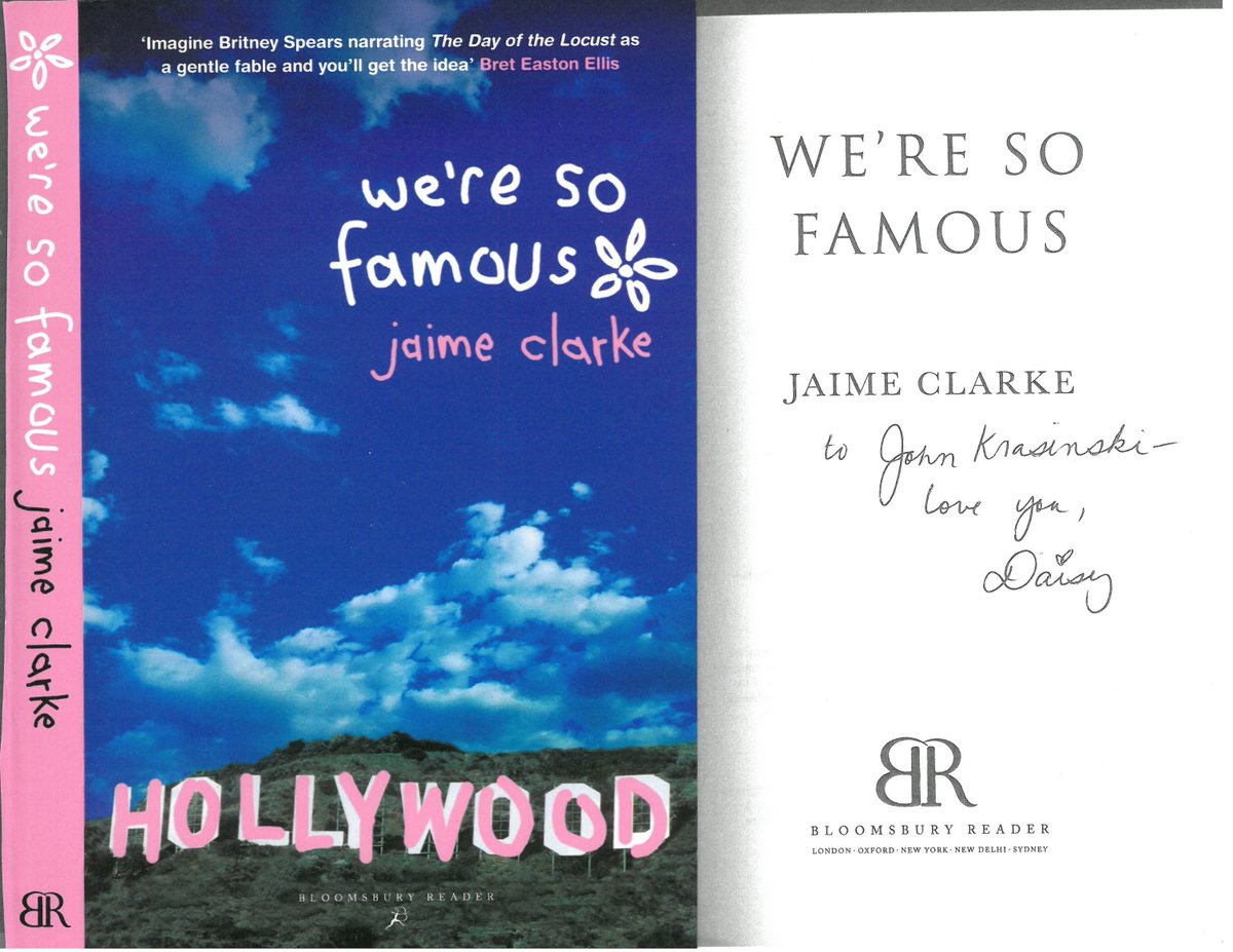 TypicaloftheX's tweet photo. Support the great work of Housing Works in NYC by paying what you will for copies of WE'RE SO FAMOUS by Jaime Clarke signed by one of the characters in the novel to her favorite celebs, like @johnkrasinski. All monies go to HW. More at https://t.co/8c9QwsRyv4. https://t.co/q4VZQaEZVY