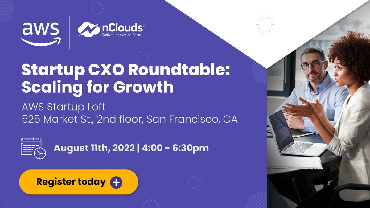 Be sure to sign up for the #CXO Roundtable: Scaling for Growth at the AWS Startup Loft in San Francisco, on August 11. Register today. #startups <a href="/AWSstartups/">AWS Startups</a> hubs.la/Q01hPjS60