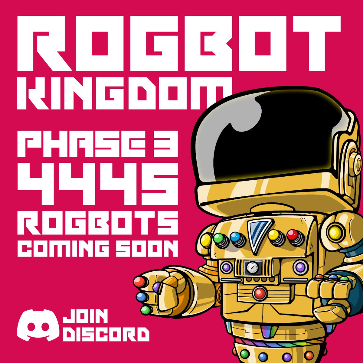 🔥Phase 3 Coming Soon🔥

Supply: 4445 Rogbots
Launch Date: September

🏆Giveaway : 3 x NFT🤖

To Enter: 
1️⃣ Follow 
<a href="/RogbotKingdom/">The Rogbot Kingdom</a>

2️⃣ ❤️+ RT

Any interaction on this post will also get Whitelisted!

48HR! Good Luck! 
 
#NFTGiveaway #NFTCommunity #robots