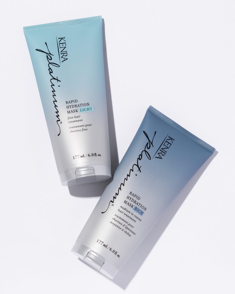 MORE INDULGENCE IN LESS TIME 🥥💦Introducing *NEW* Kenra Platinum Rapid Hydration Masks - Light and Rich. Rapidly rehydrate for visibly improved softness, shine &amp; manageability in only 3 MINUTES.

♻️ 100% recyclable packaging
🌎 Sugarcane-derived bioresin packaging