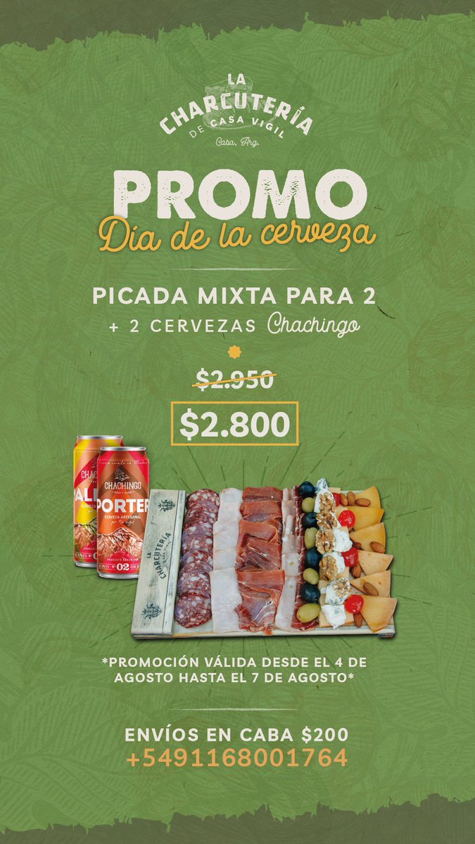 CharcuteriaCABA's tweet photo. ¡¡¡FESTEJAMOS A LO GRANDE!!!
Cervecita y picadita para festejar el día de la IPA 🍻😋🧀
Hacé tu pedido al 📲1168001764
#Charcutería #CharcuCABA #EnvíosCABA #TablaMixta #Picada #Cerveza #Birra #IPADay https://t.co/TKN9n9eRRw