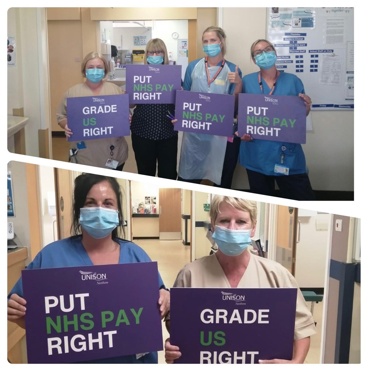 Today we’ve been at University Hospital of North Tees in wards &amp; departments. Talking to our members about Put NHS Pay Right and Grade Us Right Health Care Support Workers Campaign. 

Welcome to our new members 💜

#putNHSPayRight #GradeUsRight #JoinAUnion join.unison.org.Uk
