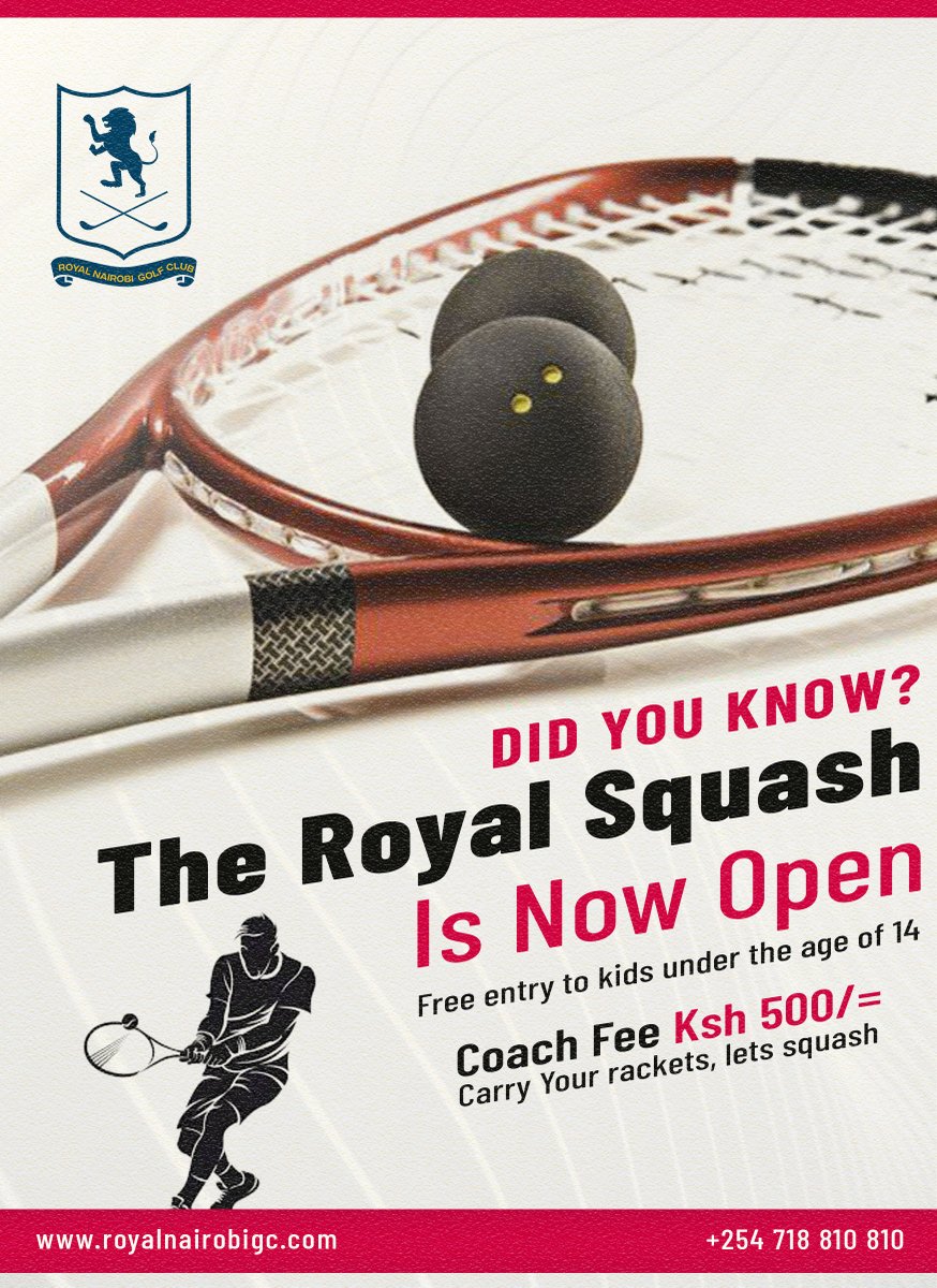 RoyalNairobi_GC's tweet photo. Get your rackets ready....🎾 its #squashtime
#royalnairobigc #royalnairobigolfclub #kariburoyal #kenyabestgolfcourse
#squash #squashlife #squashtournament #squashball #squashcamp #squashlove #squashfunctionaltraining #squashplayer #squashtraining #squashclub https://t.co/anFyXBVxnD