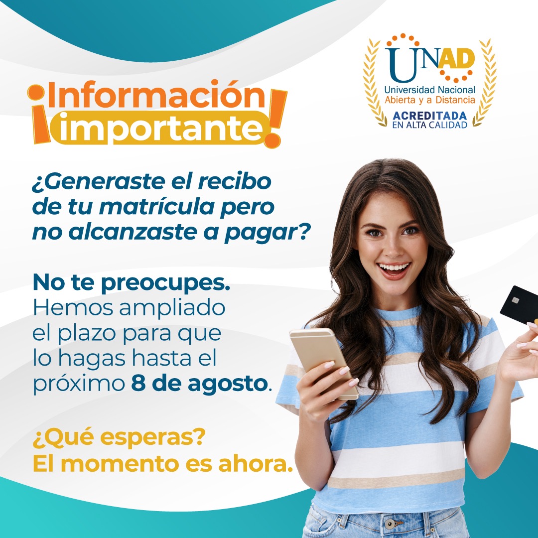 🚨¿No alcanzaste a pagar tu recibo de matrícula? 🚨
Ampliamos el plazo hasta el 8 de agosto para que no te quedes sin estudiar la carrera de tus sueños junto a los mejores. Hazlo ahora e inicia actividades el 22 de agosto🏃♀️🏃 Te esperamos. 🤓💻