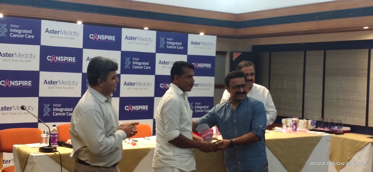 AsterMedcity14's tweet photo. Shri Renji Panickar, a renowned Actor, Director, and Writer of Malayalam Cinema, felicitating the people who shared their journey to inspire others who are currently undergoing the treatment...
#Canspire #Cancer #Aster #AsterDM #AsterMedcity https://t.co/D2gd5jJKVB