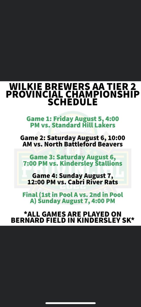 Here’s a look at our provincial weekend schedule in Kindersley.