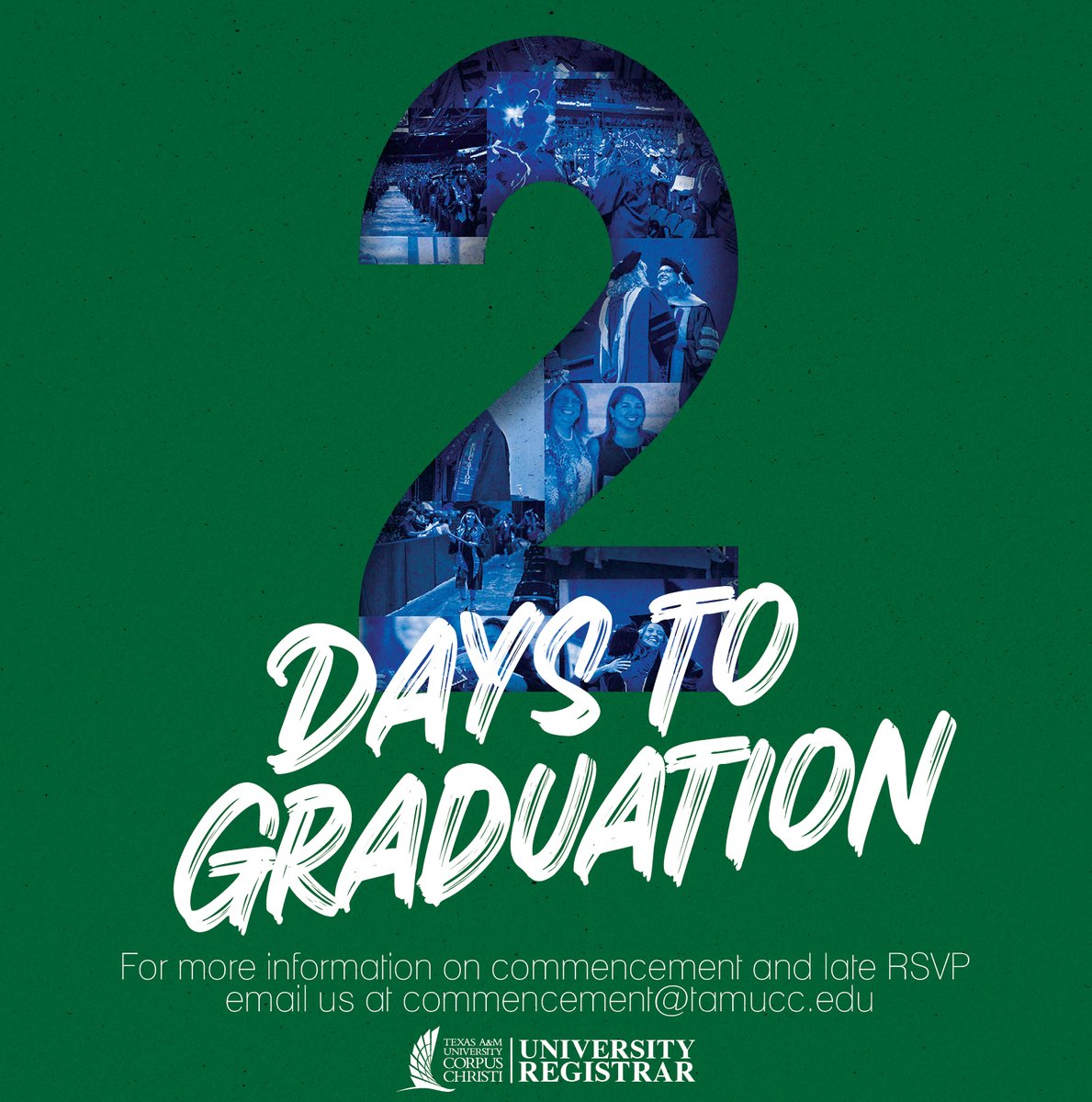 TamuccRegistrar's tweet photo. Happy Friday-eve Islanders! Only 2 more days until the Summer 2022 Commencement Ceremony! We hope you're as excited as we are to see you walk the stage! 🎓🏝️
If you have any last minute questions, please email us at commencement@tamucc.edu
#TAMUCC #Classof2022 #SummerGrad https://t.co/aHRGqbJna5