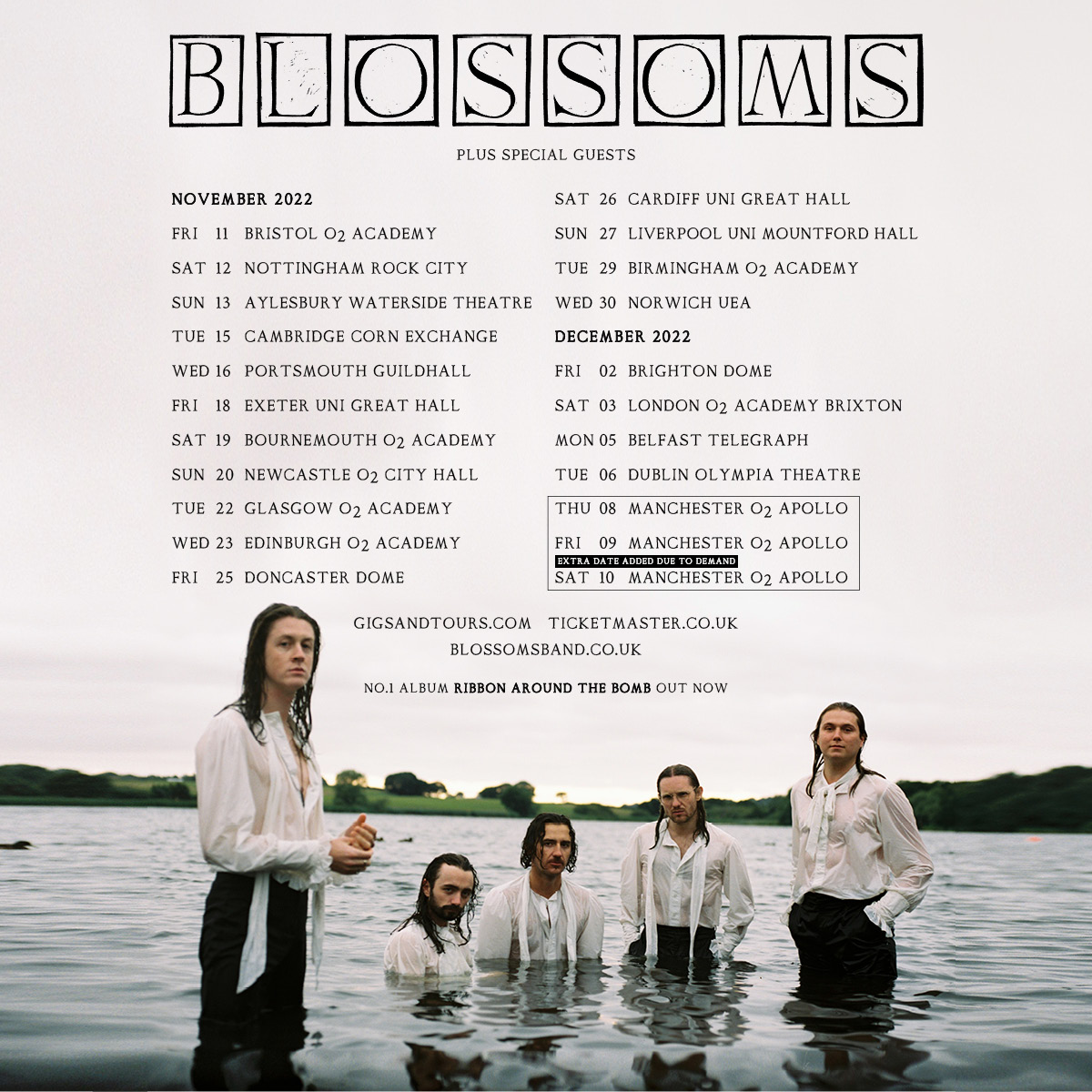 BLOSSOMS (@blossomsband) on Twitter photo UK & IRELAND TOUR TICKETS + EXTRA MANCHESTER SHOW (Saturday 10th December) ON SALE at 9AM šš» gigst.rs/Blossoms/
Tickets for our UK & Ireland tour dates including London <a href="/O2AcademyBrix/">O2 Academy Brixton</a> & three nights at Manchester <a href="/O2ApolloManc/">O2 Apollo Manchester</a> are on sale now. UK & IRELAND TOUR TICKETS + EXTRA MANCHESTER SHOW (Saturday 10th December) ON SALE at 9AM šš» gigst.rs/Blossoms/
Tickets for our UK & Ireland tour dates including London <a href="/O2AcademyBrix/">O2 Academy Brixton</a> & three nights at Manchester <a href="/O2ApolloManc/">O2 Apollo Manchester</a> are on sale now.