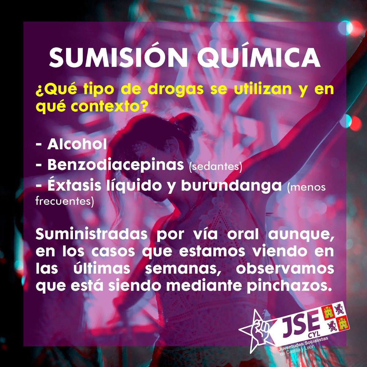 JSCyL's tweet photo. 🙅‍♀️Que no! Que las mujeres no somos culpables de que nos agredan, somos las víctimas!!!

#SumisionQuimica https://t.co/Cc0urD7jBF
