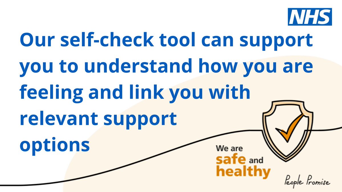 The self-check tool is a great way to check your wellbeing and to see if you could benefit from the range of support options available, for more information go to: …eckwellbeing.leadershipacademy.nhs.uk