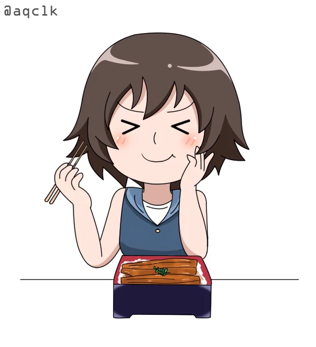 うなぎを食べるマウ子。 