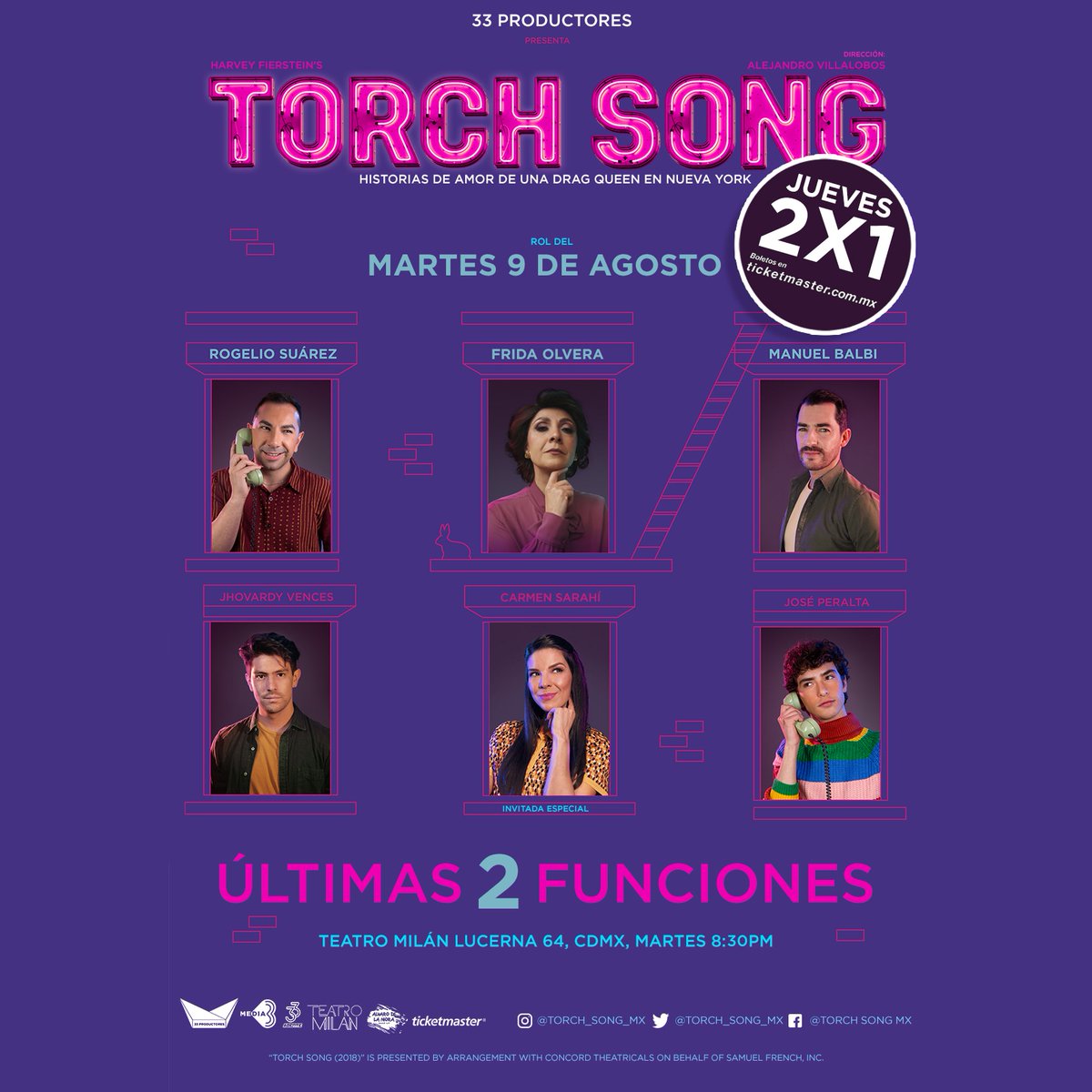 Torch Song (@torch_song_mx) on Twitter photo 🚨SOLO POR HOY 2X1🚨
¡Te arrepentirás de no haber venido antes a #TorchSong , ya solo quedan 2 funciones, aprovecha y ven con tu mejor compañía! 😉🤟
🎟️Boletos en 👉 bit.ly/3St64jS
<a href="/Ticketmaster_Me/">Ticketmaster México</a> 🚨SOLO POR HOY 2X1🚨
¡Te arrepentirás de no haber venido antes a #TorchSong , ya solo quedan 2 funciones, aprovecha y ven con tu mejor compañía! 😉🤟
🎟️Boletos en 👉 bit.ly/3St64jS
<a href="/Ticketmaster_Me/">Ticketmaster México</a>