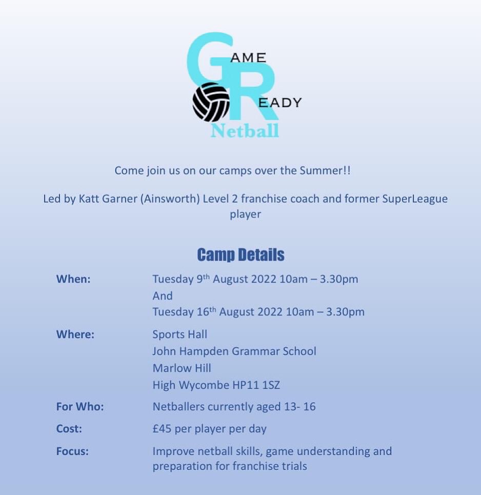 GRNetball's tweet photo. Still time to join our camps! Keep the netball excitement going &amp; book now 👊 https://t.co/XOkZR5jz4e https://t.co/VDXsM50DcL