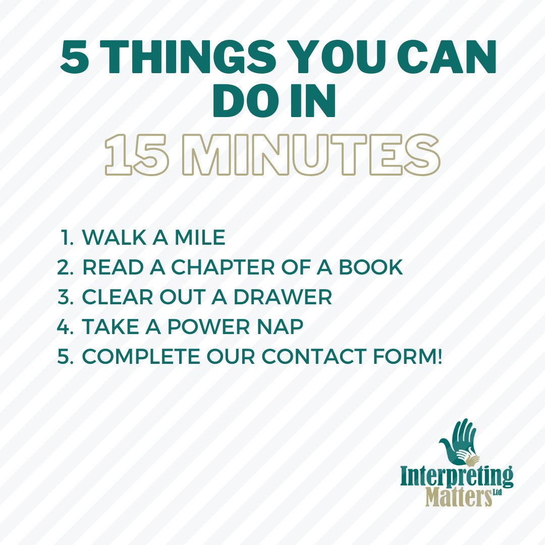 Are you registered with the NRCPD or RBSLI? 

Why not spend your 15 minutes completing the contact form below as we are always looking for freelance LSP’s to join our existing team! 

It's easier than cleaning out that pesky drawer anyway!

interpretingmatters.co.uk/freelancers.ht…