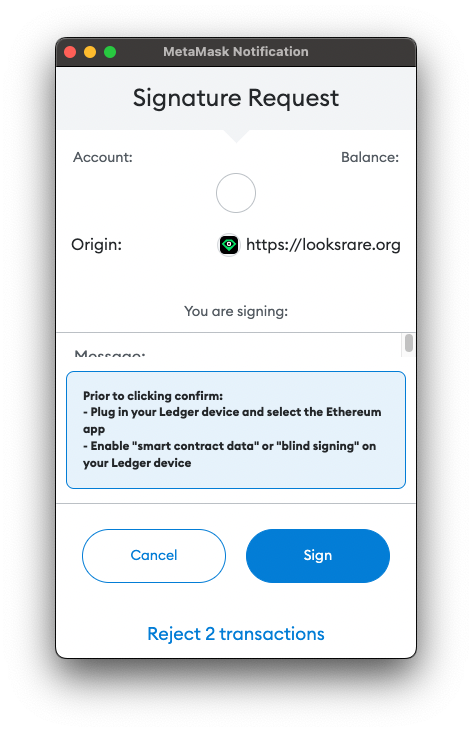 clorbus's tweet photo. The message signing UI on MM is so bad. The message body, the thing users should see and understand when signing, is hidden when using a hw wallet. This trains users to ignore the message, bad behavior they may carry over to other wallets that don't warn when signing raw hashes. https://t.co/n7REglvvEp