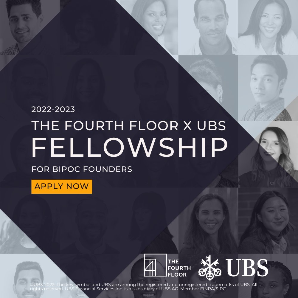 TheFourthEffect's tweet image. We’re thrilled to announce our @thefourthfloor x @UBS Fellowship Program to support 50 BIPOC founded, pre-seed &amp;amp; seed stage start-ups and up to 120 diverse board candidate fellows! This is how we move the needle towards a more diverse ecosystem.

#thefourthfloor #UBS #fellowship