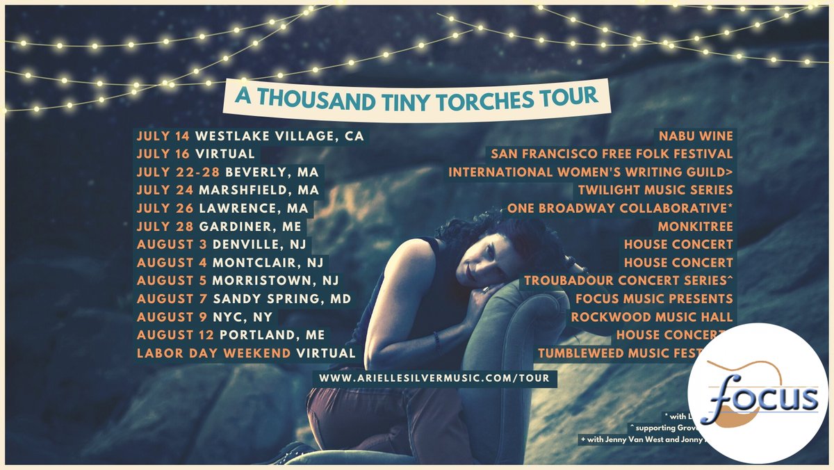 Tickets still available for Sunday's show in Olney, MD - FocusMusic and Sandy Spring Museum present the stunning Arielle Silver. All the way from LA, let's show her east coast tours are worth the trip! Tickets and info at focusmusic.org