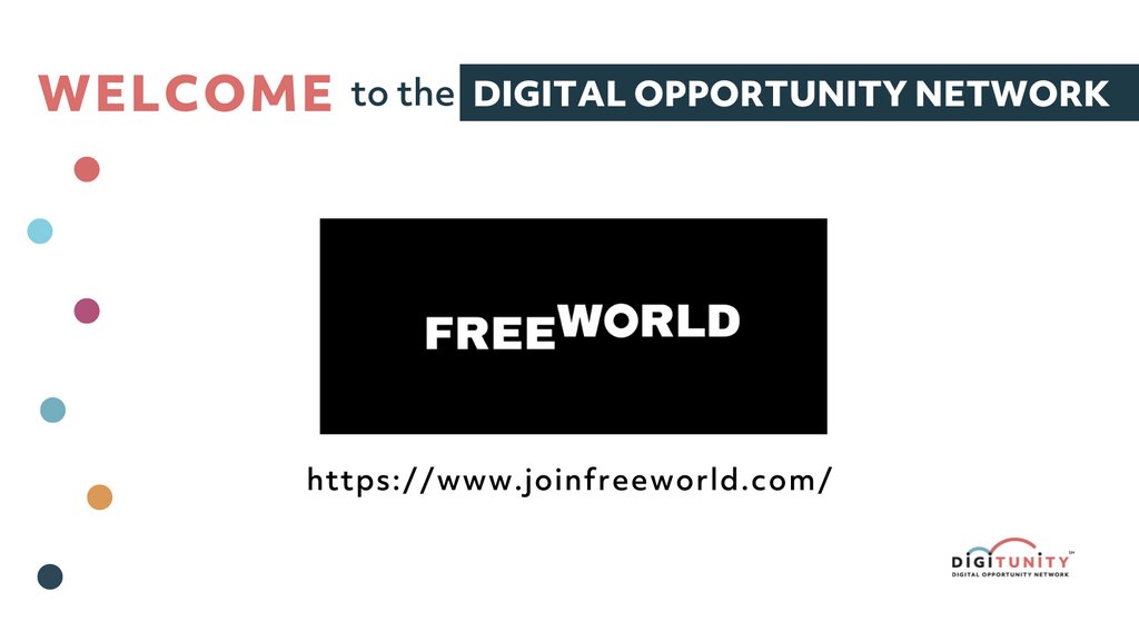 digitunity's tweet photo. Congratulations to our newest Digital Opportunity Network Member, Join FreeWorld, Inc.
@joinfreew0rld
https://t.co/hV2kiZzuUh
#NonProfitNetwork #NonprofitPartnerships #BridgeDigitalDivide https://t.co/EtX1lNgBXu
