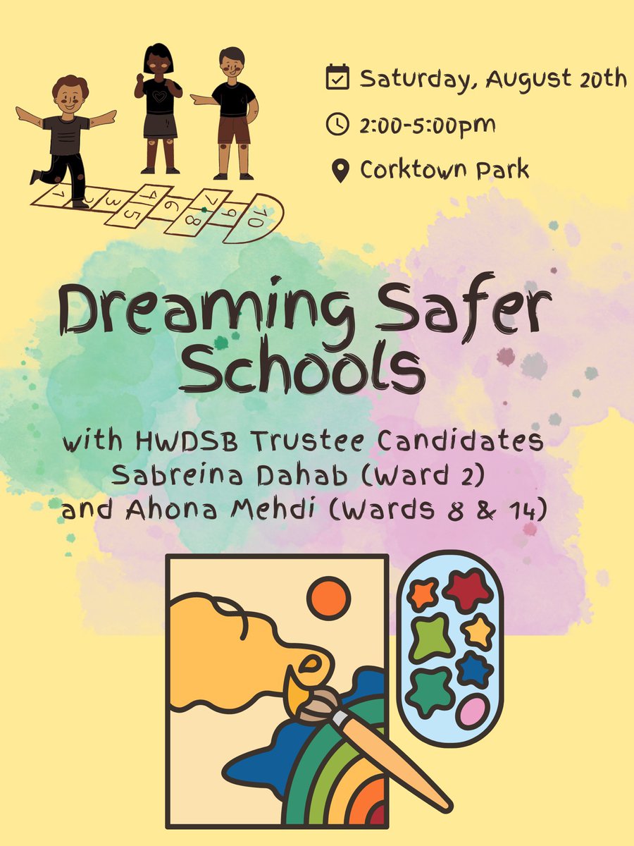 Building safer schools is possible when we collectively carve out space to dream and vision all the possibilities. 

Join us on August 20th from 2-5pm for an art visioning session for <a href="/HWDSB/">HWDSB</a> students, parents and caregivers!